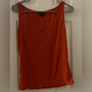 Ralph Lauren burnt orange rubber tank. EUC. Sz L. Button front accent.